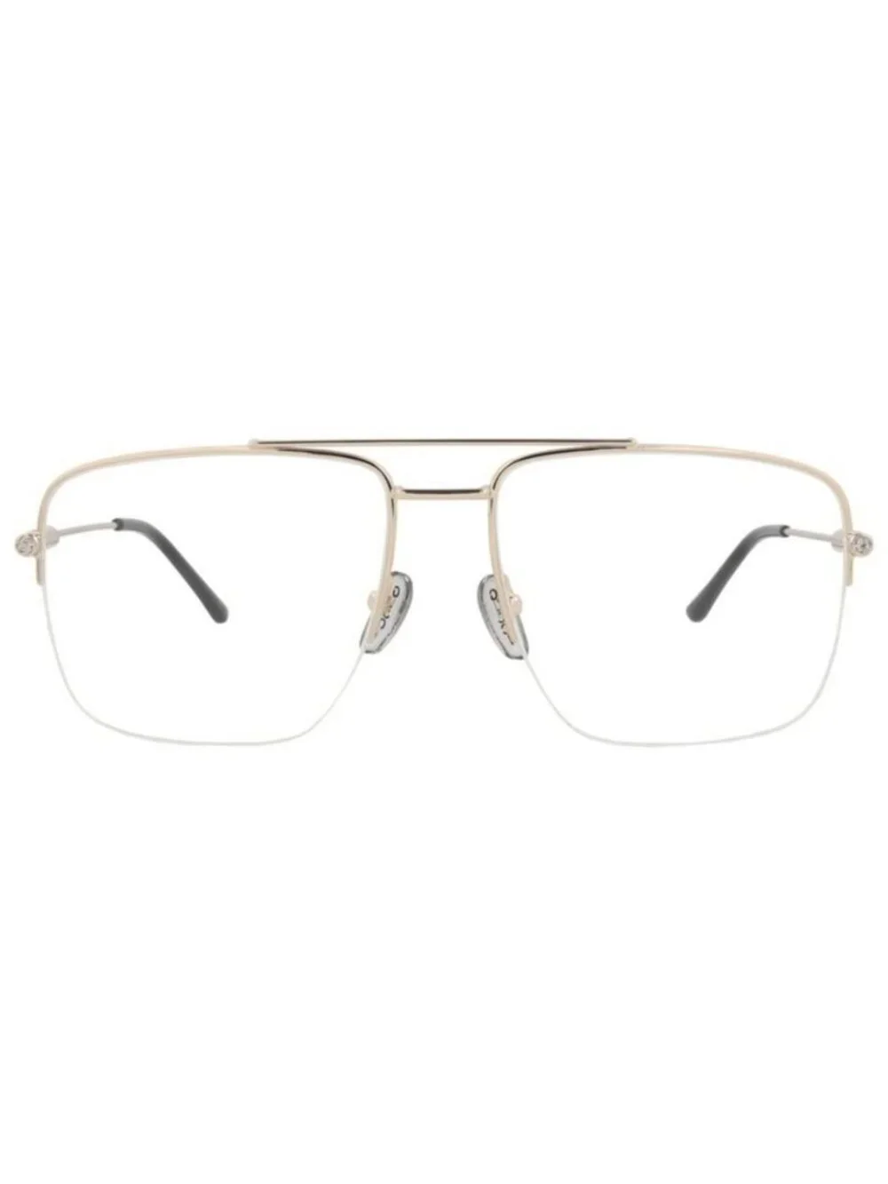 New Gucci Womens Aviator Gold Gold Transparent Fashion Designer Eyeglasses
